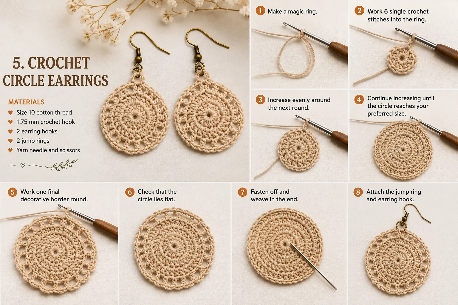 5. Crochet Circle Earrings
