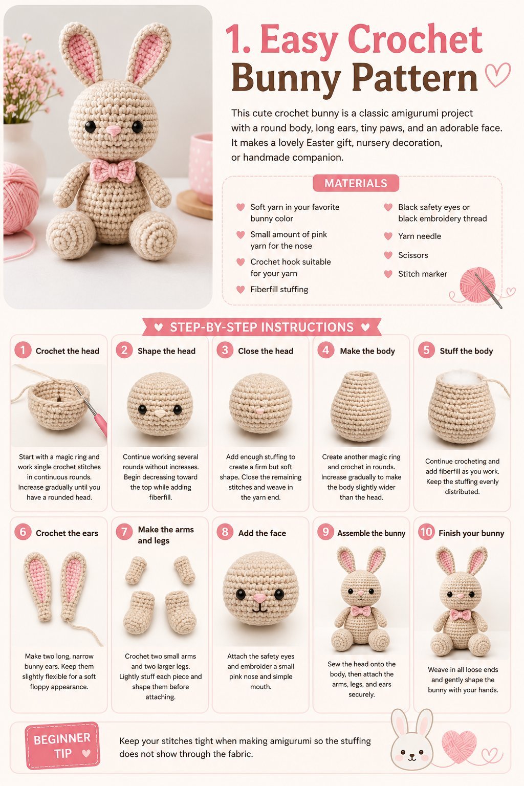 1. Easy Crochet Bunny Pattern