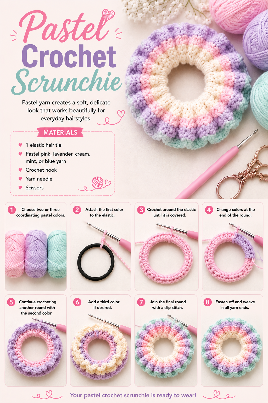 6. Pastel Crochet Scrunchie