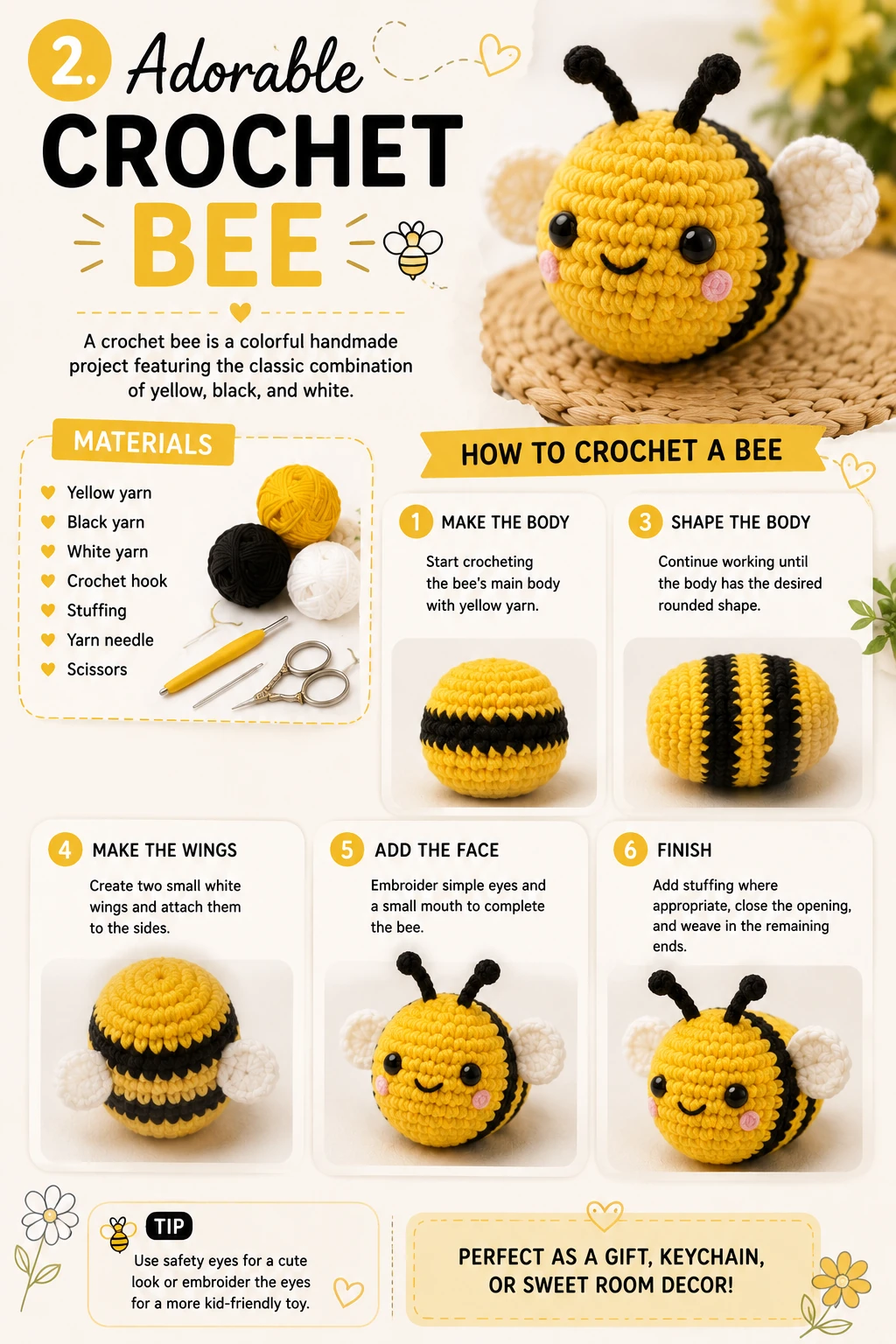 2. Adorable Crochet Bee