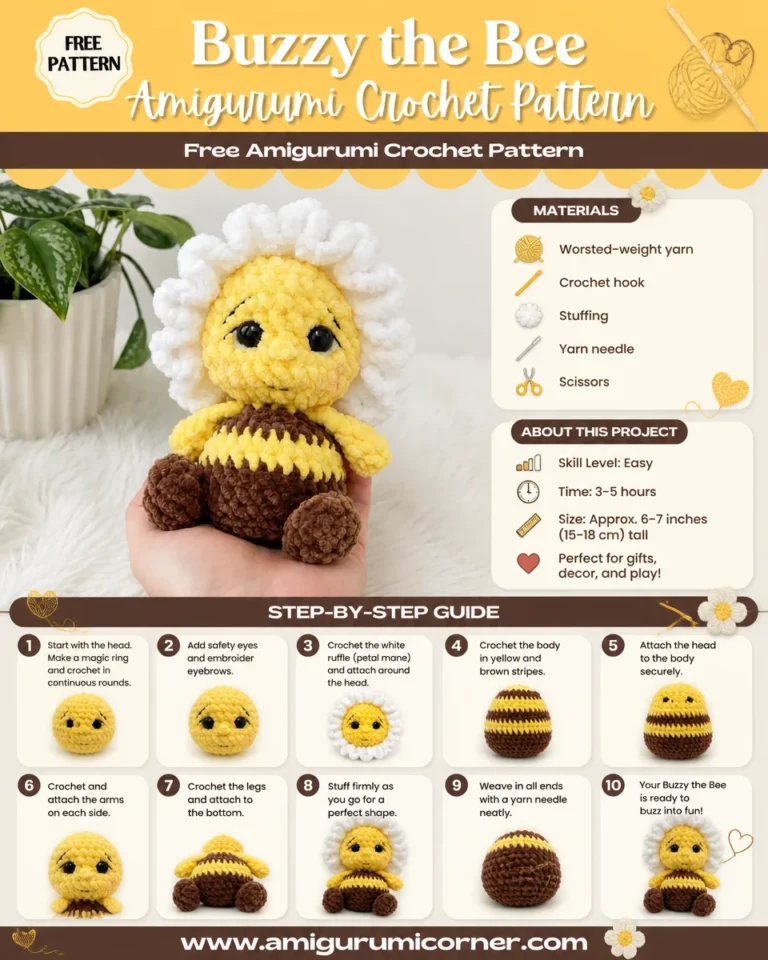 Buzzy the Bee Amigurumi Crochet Pattern Tutorial - Cute crochet pattern for crafters