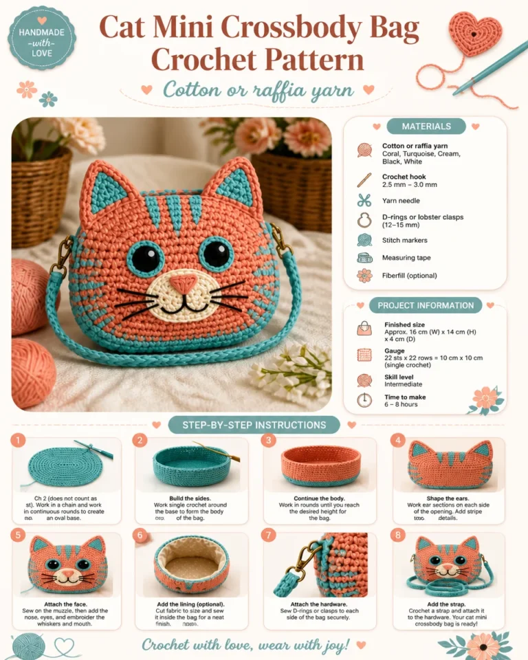 Cat Mini Crossbody Bag Crochet Pattern