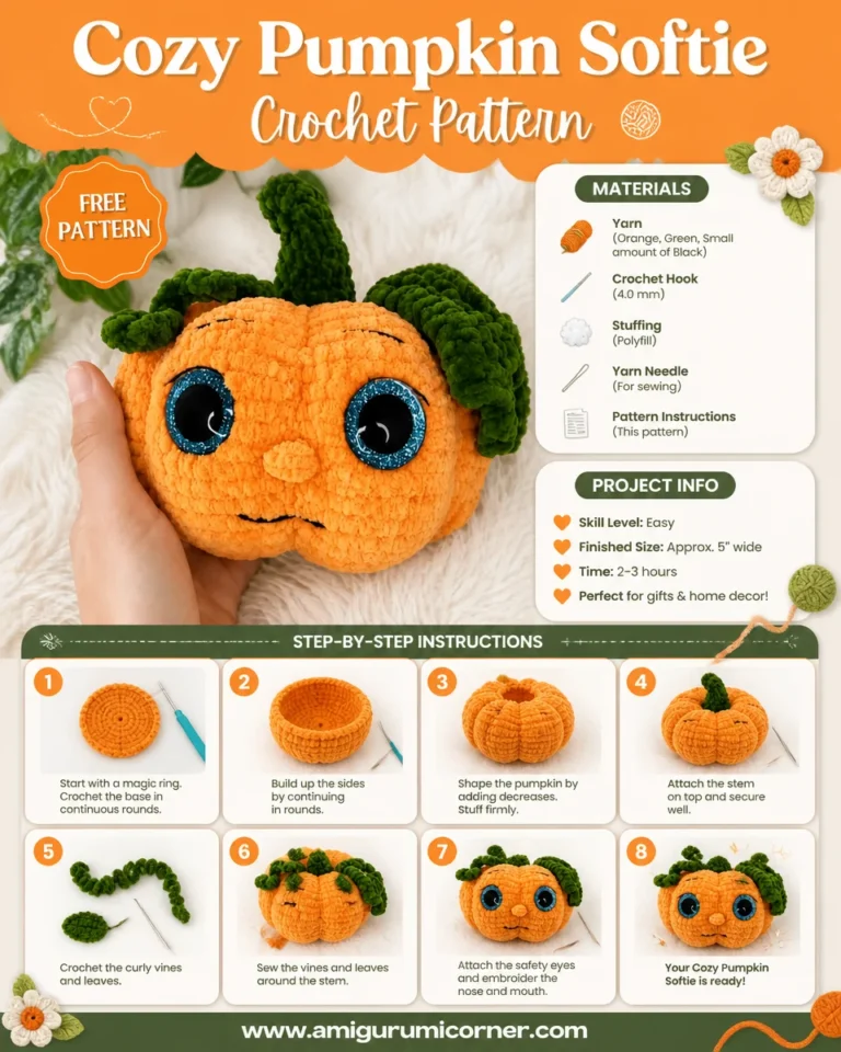 Handmade cozy pumpkin plush for fall decor tutorial