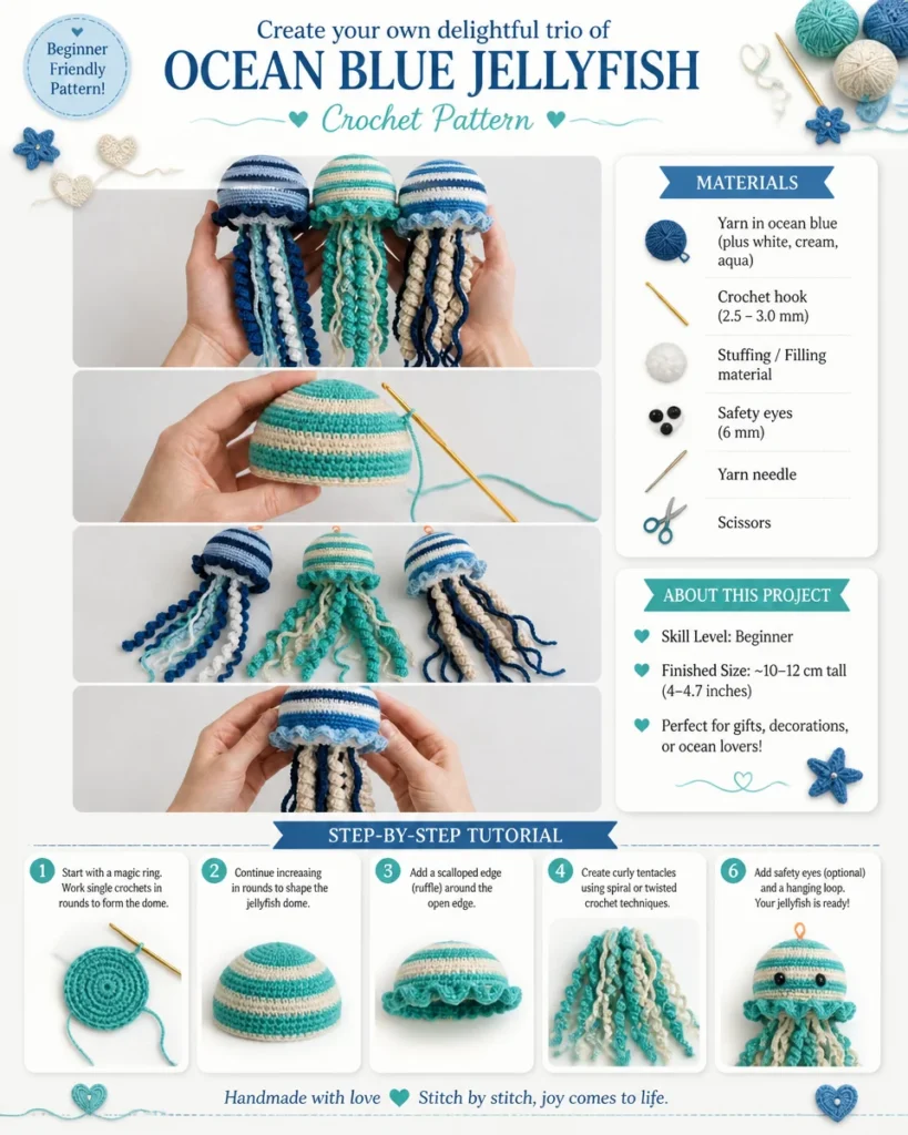 DIY Ocean Blue Jellyfish Trio crafting project