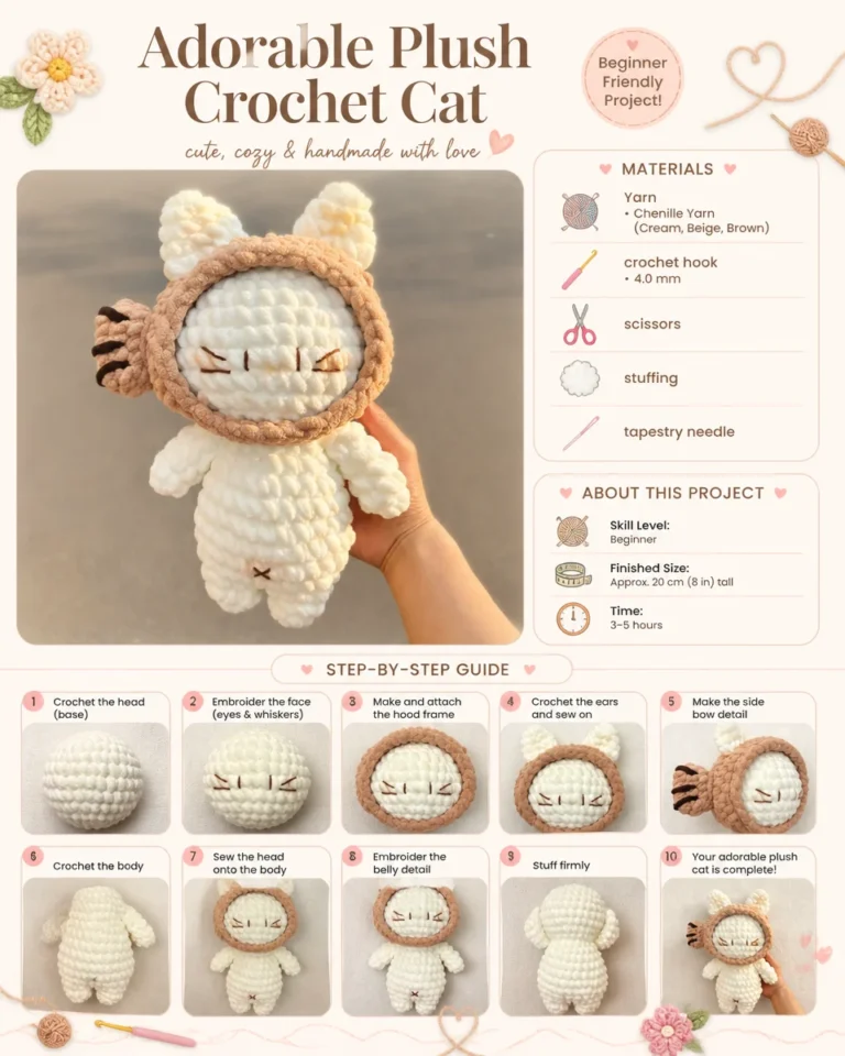 Crochet cat plush toy pattern for DIY crafting projects