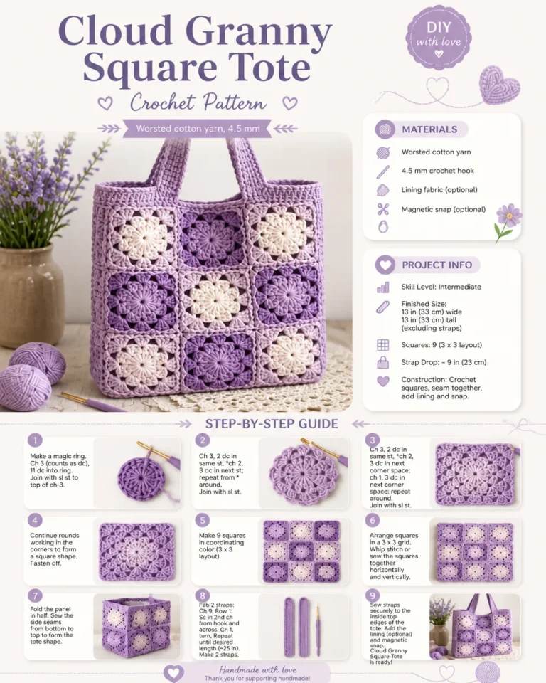Cloud Granny Square Tote Crochet Pattern