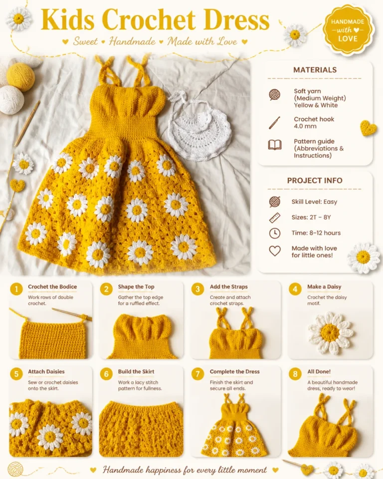 Cute crochet dress for kids in vibrant colors and designs