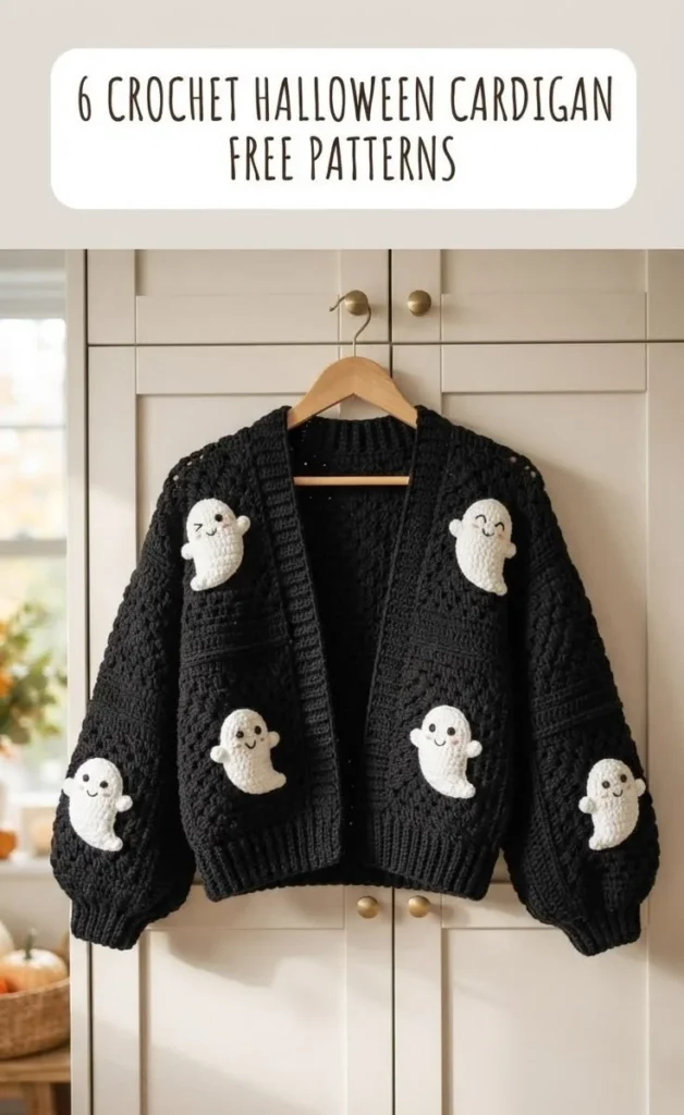 Crochet Halloween cardigans with creative patterns and tutorials