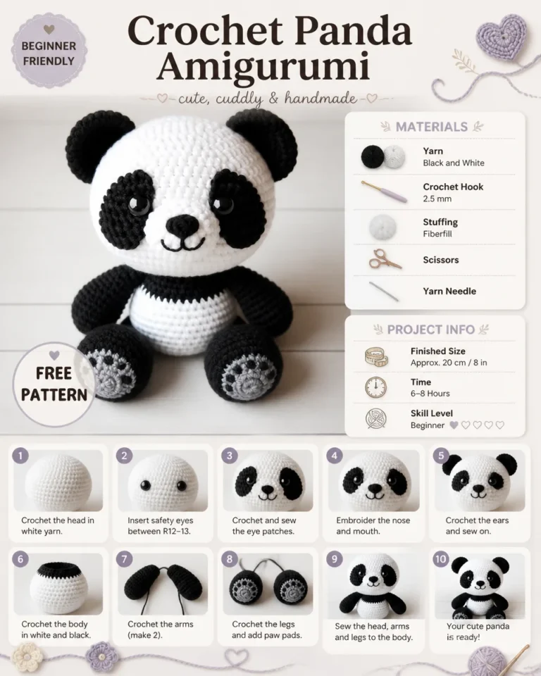 Adorable handmade Crochet Panda Amigurumi pattern for enthusiasts