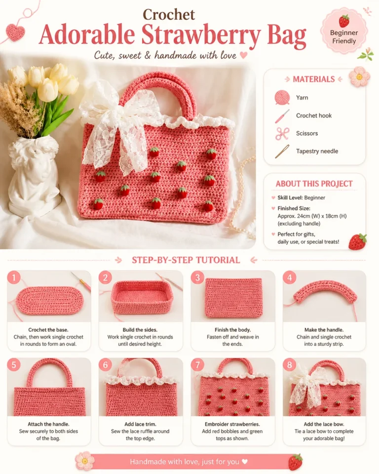 Colorful Crochet Strawberry Bag tutorial for DIY enthusiasts