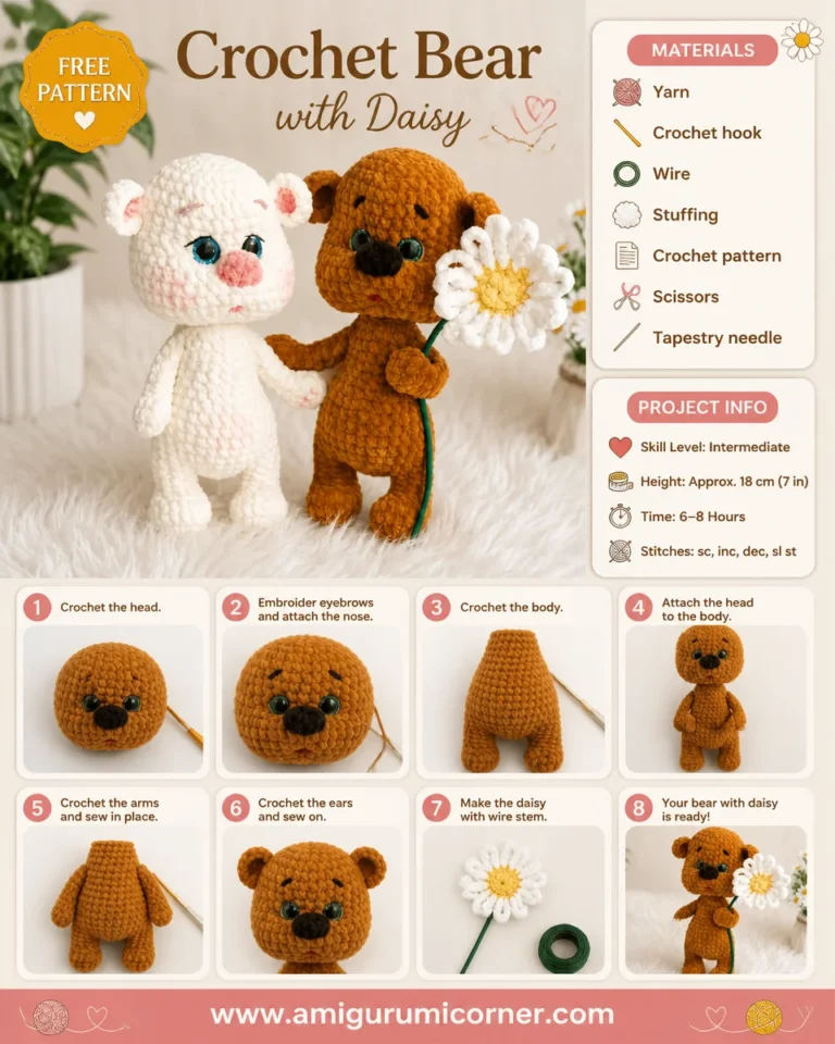 2. Crochet Bear with Daisy