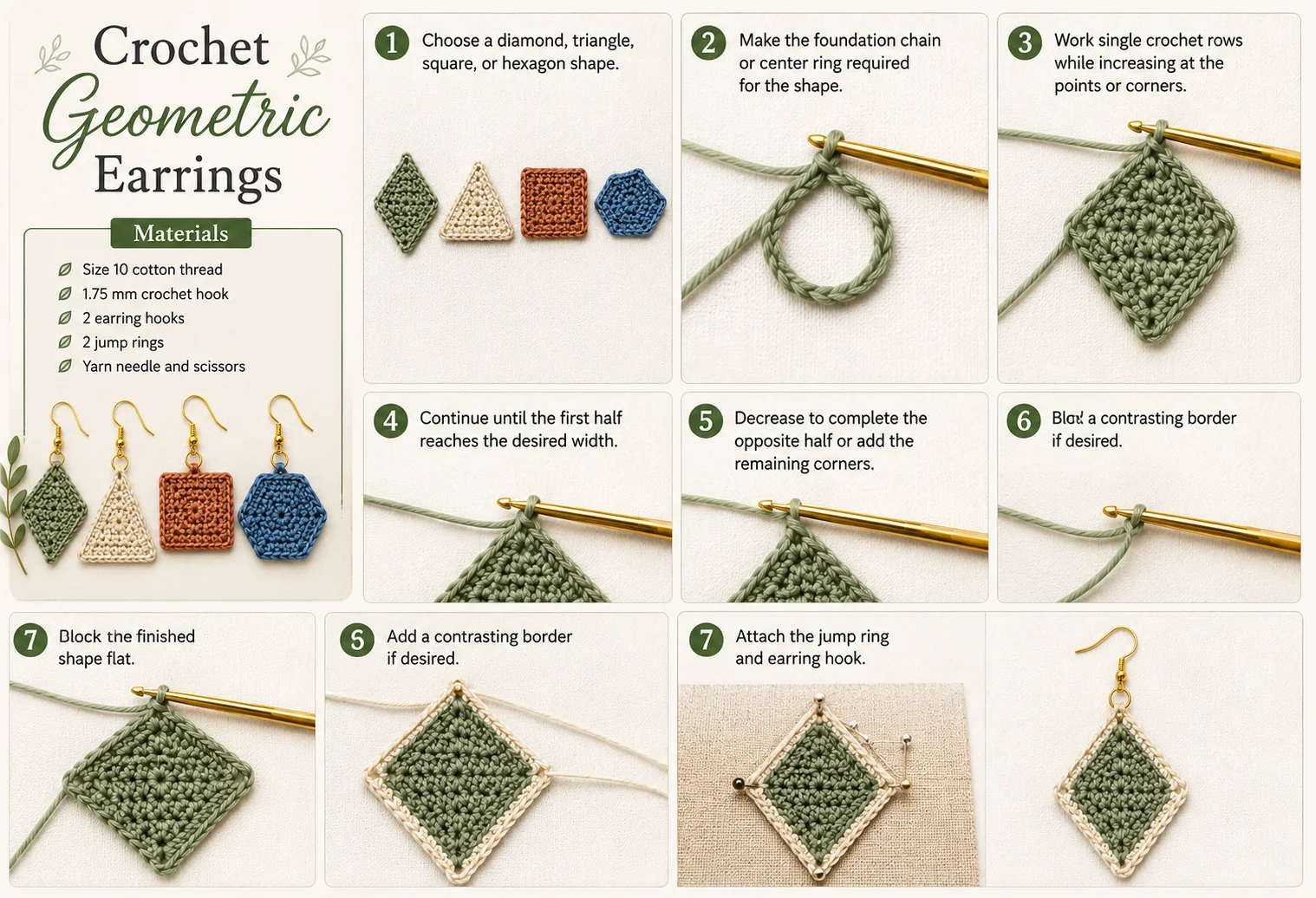6. Crochet Geometric Earrings