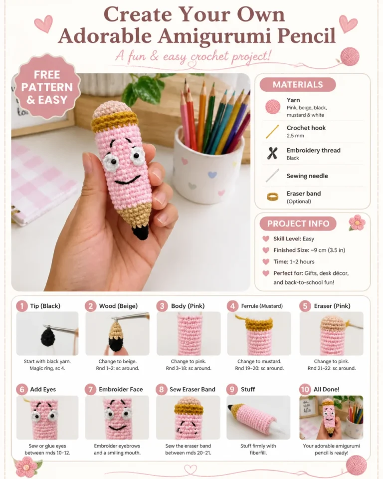 DIY amigurumi pencil toy for crafting enthusiasts
