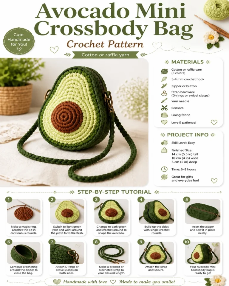 Handmade avocado crossbody bag DIY project