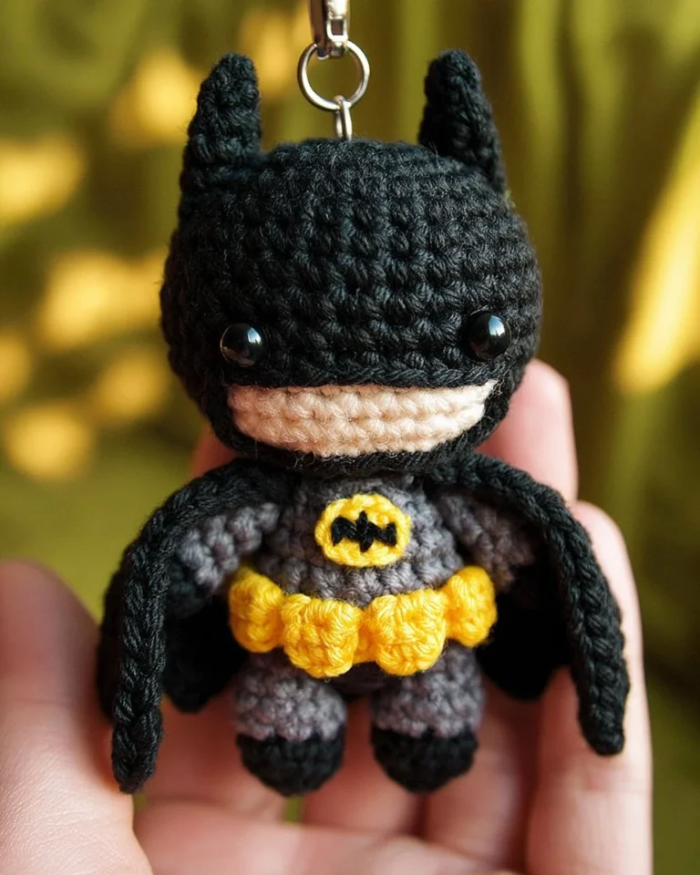 DIY Dark Knight crochet keychain tutorial