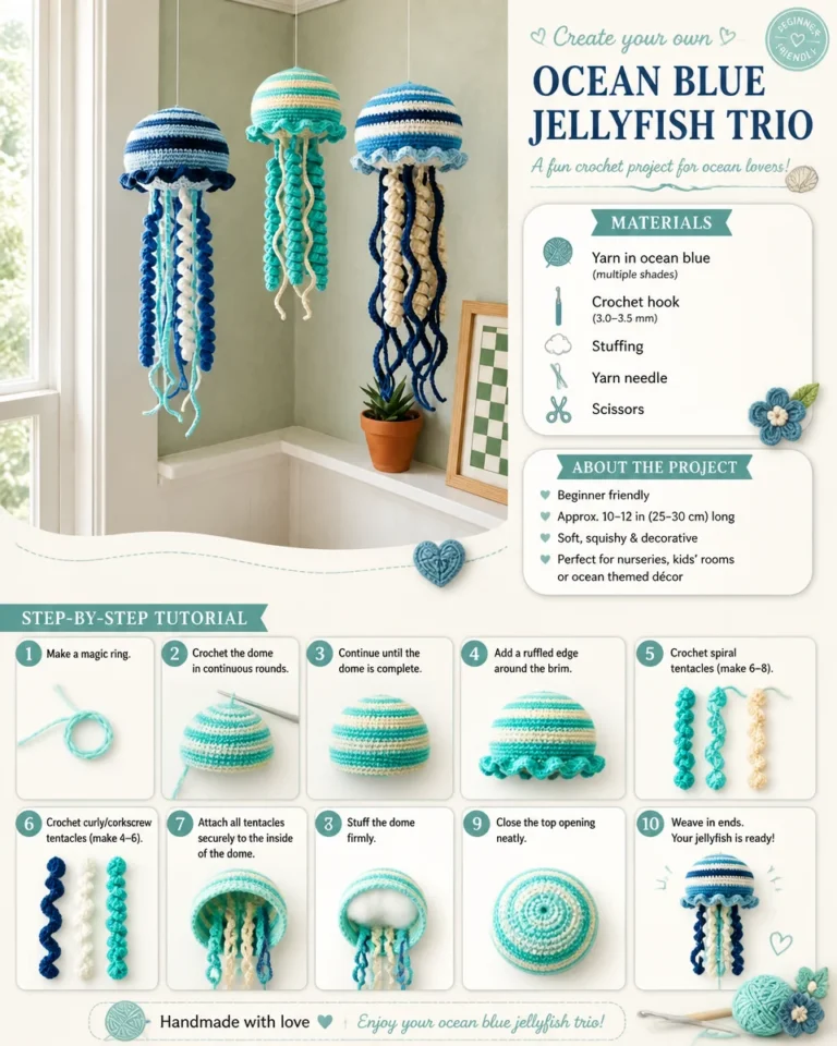 DIY Ocean Blue Jellyfish Trio project for home decor