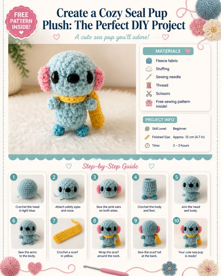 Cute DIY seal pup plush toy for a cozy craft project