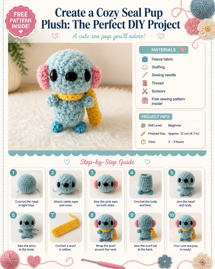 Cute DIY seal pup plush toy for a cozy craft project