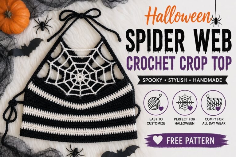 Halloween Spider Web Crochet Crop Top
