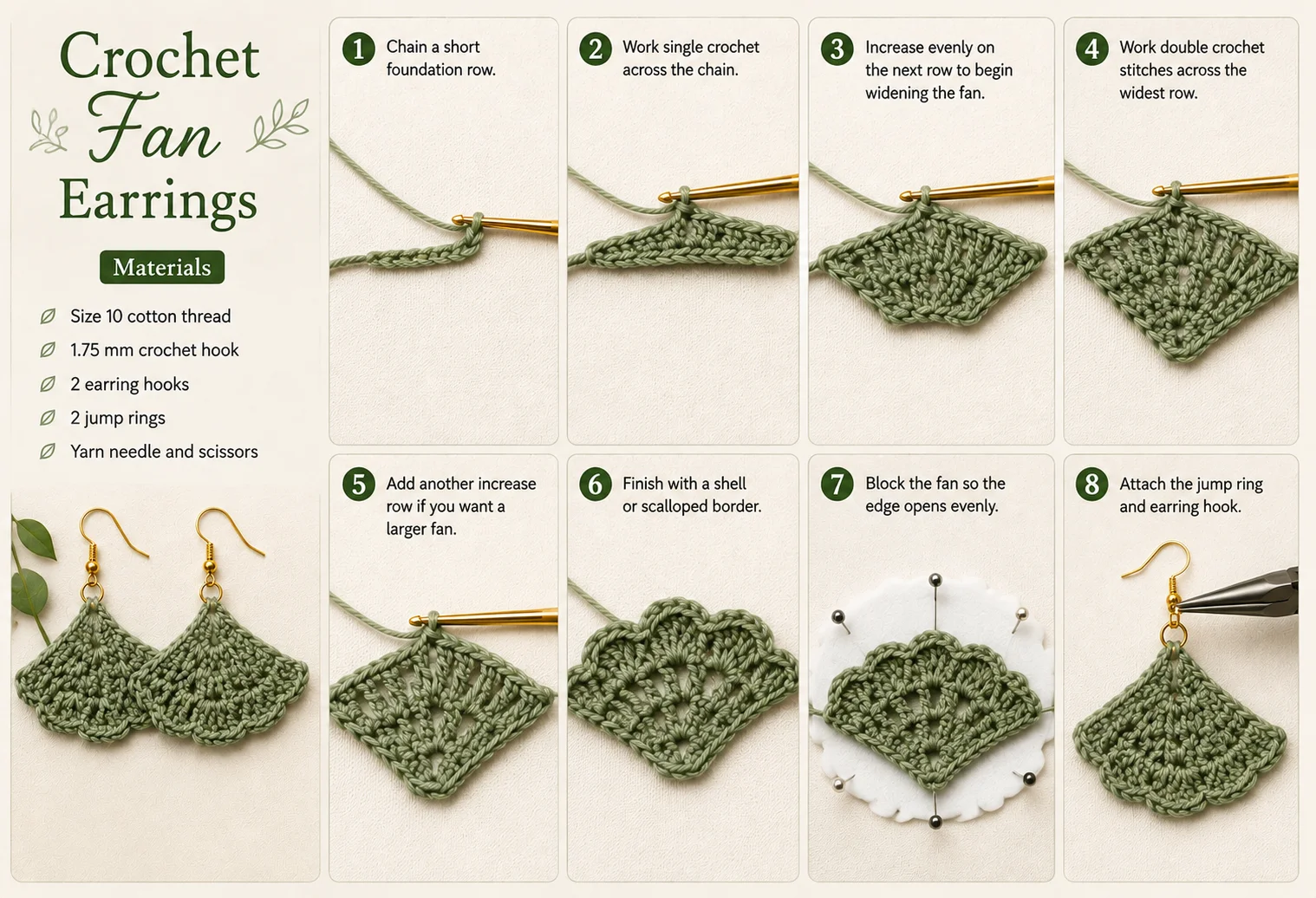 8. Crochet Fan Earrings
