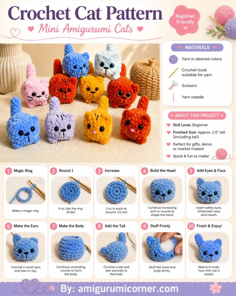2. Crochet Cat Pattern – Mini Amigurumi Cats