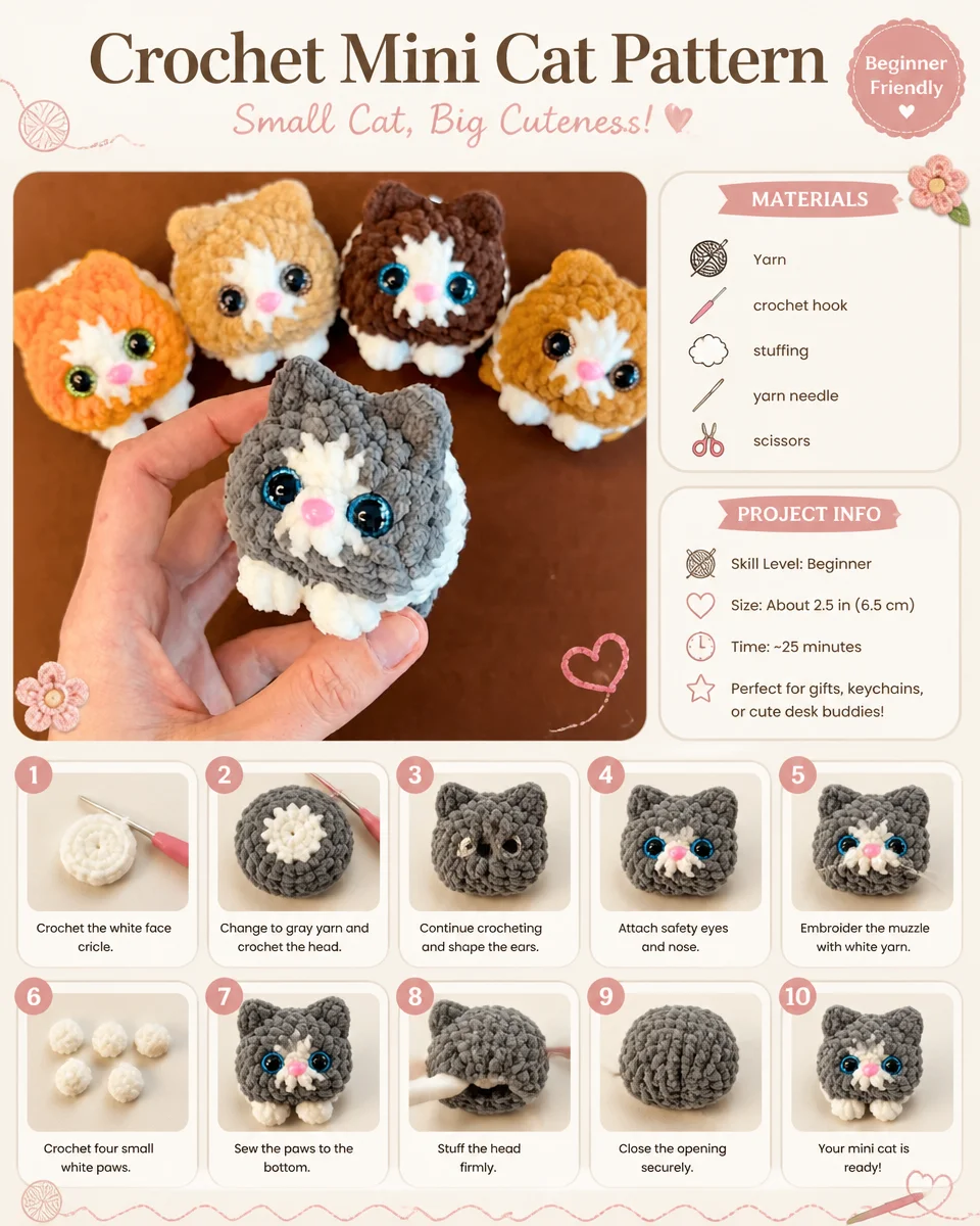 4. Crochet Mini Cat Pattern