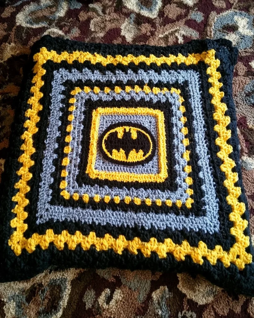 Free crochet Batman blanket pattern for a cozy amigurumi project