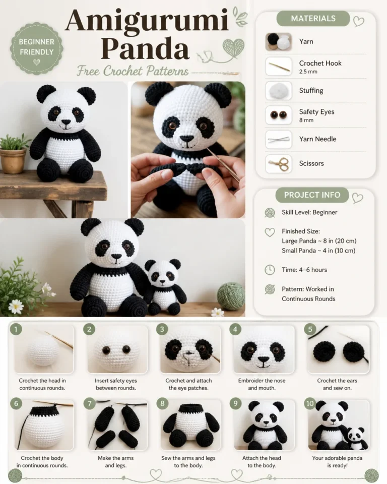 Cute Panda Amigurumi crocheted plush toy patterns