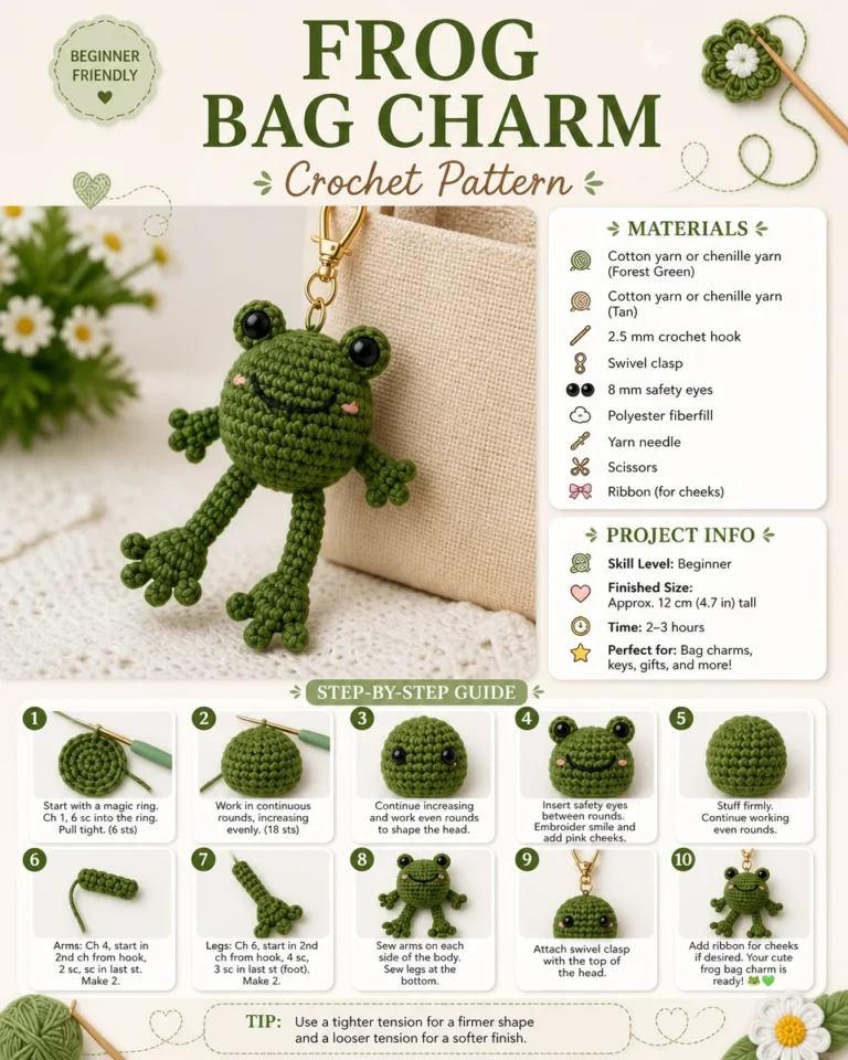 Adorable frog bag charm for stylish accessories