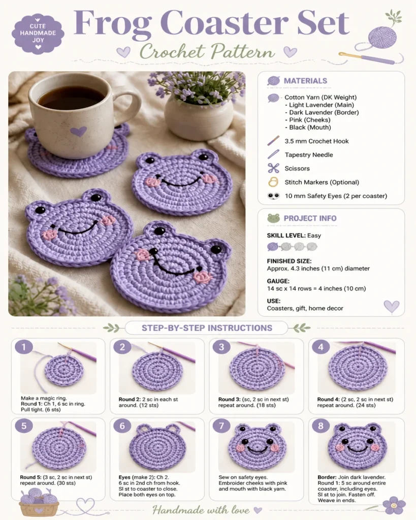 Frog-themed coaster set for stylish home decor