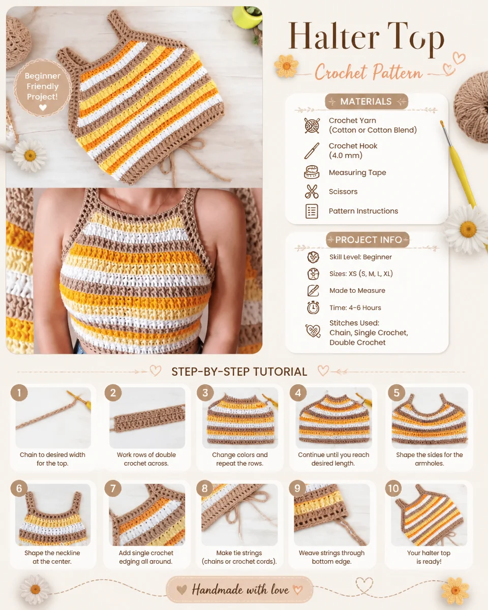 Handmade Crochet Halter Top