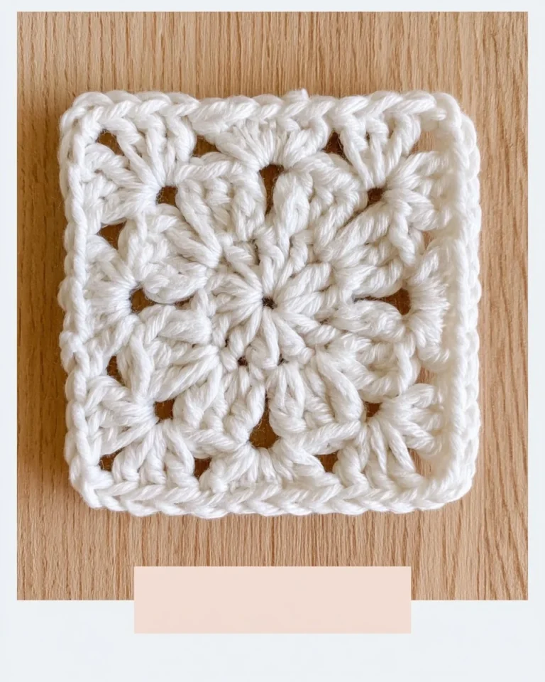 Crochet floral square motif tutorial with colorful yarn and completed squares.