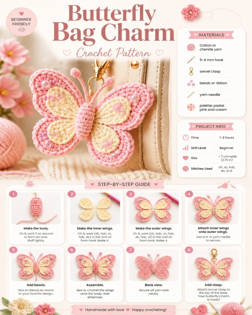 DIY butterfly bag charm tutorial for a unique accessory