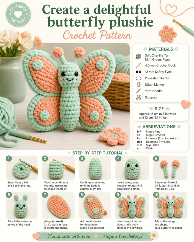Colorful homemade butterfly plushie for kids and craft enthusiasts