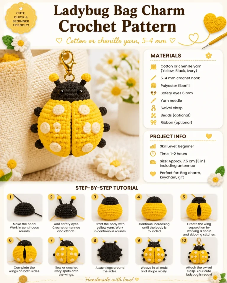 Ladybug-inspired red bag charm accessory for handbags