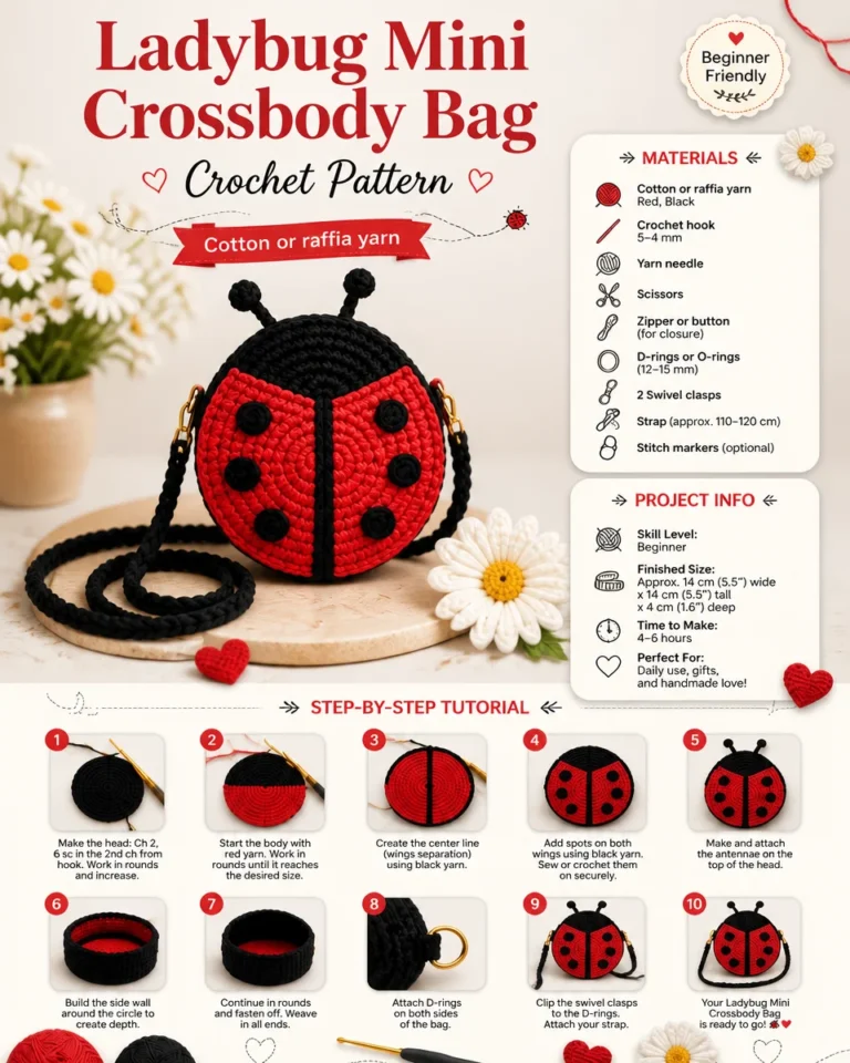 Ladybug patterned mini crossbody bag for stylish everyday use
