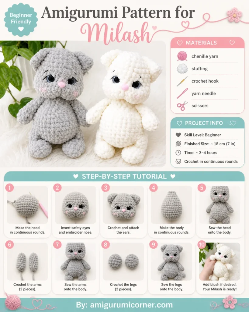 Milash amigurumi pattern crochet toy tutorial for creative crafters