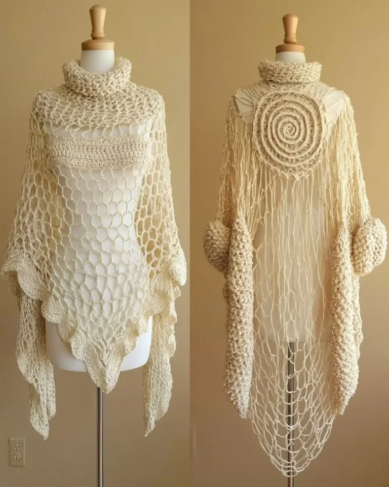 Miracle Angel Crochet Poncho and Scarf pattern showcasing a stylish design