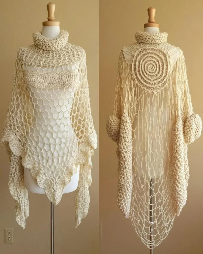 Miracle Angel Crochet Poncho and Scarf pattern showcasing a stylish design