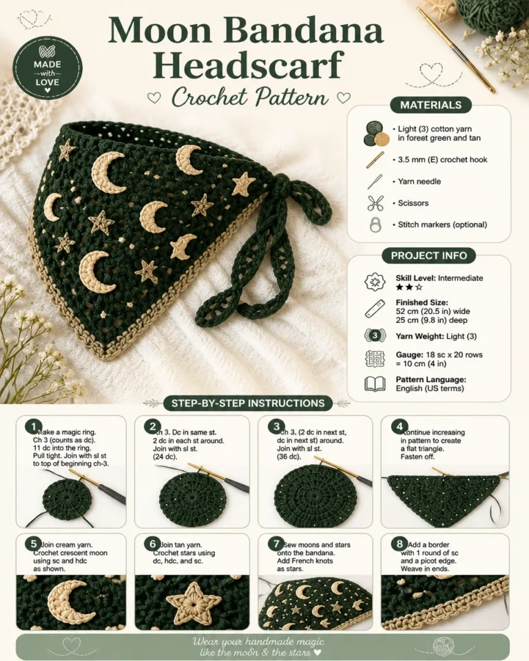 Moon phase bandana headscarf for women featuring celestial designs.