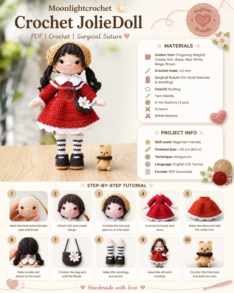 Moonlight Crochet JolieDoll Pattern PDF tutorial for crochet enthusiasts
