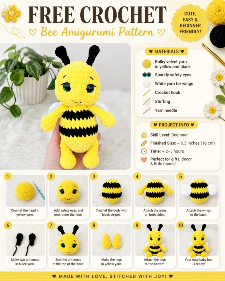 Cute crochet bee amigurumi pattern for DIY crafting enthusiasts