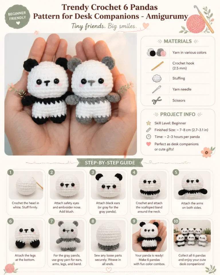 Cute panda crochet patterns for crafting desk companions