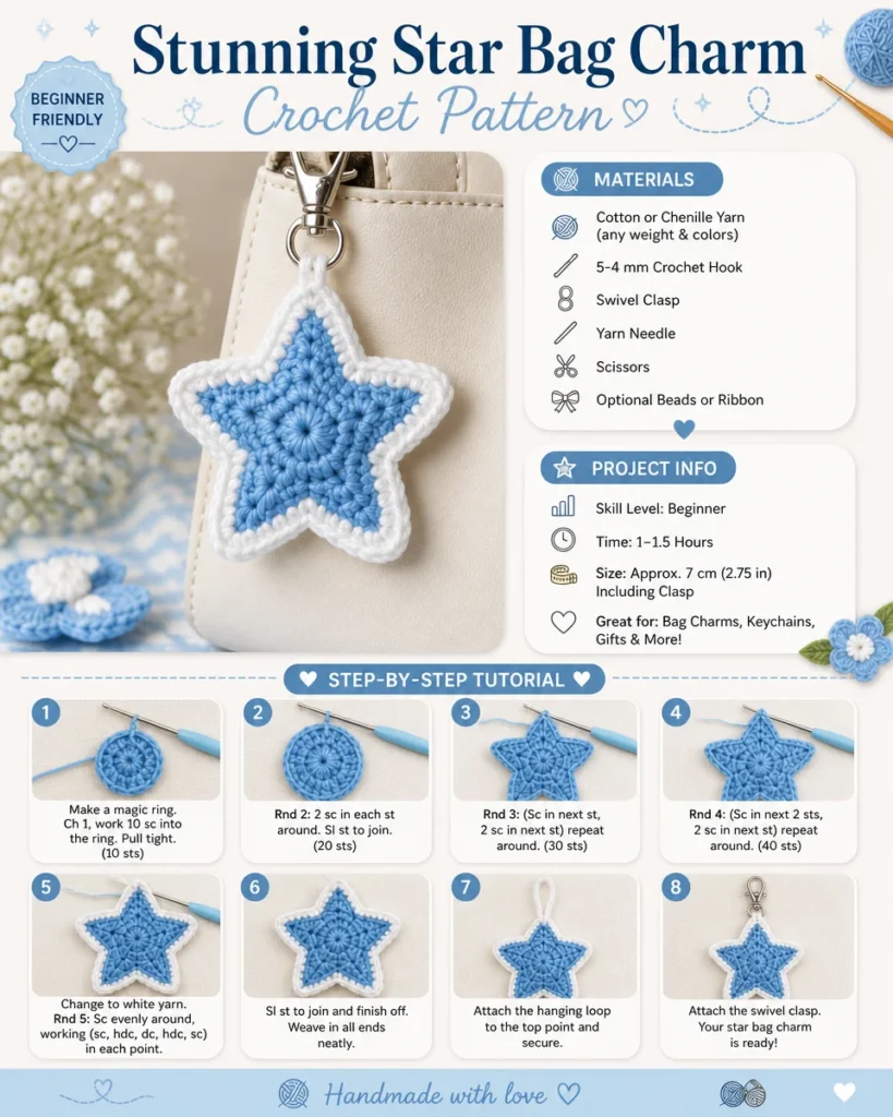 Sparkling Star Bag Charm for stylish handbags and accessories