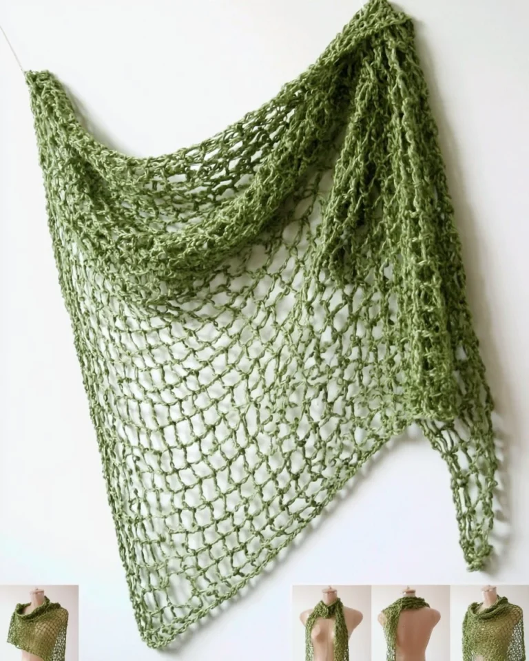 Beginner's triangle shawl crochet pattern tutorial.