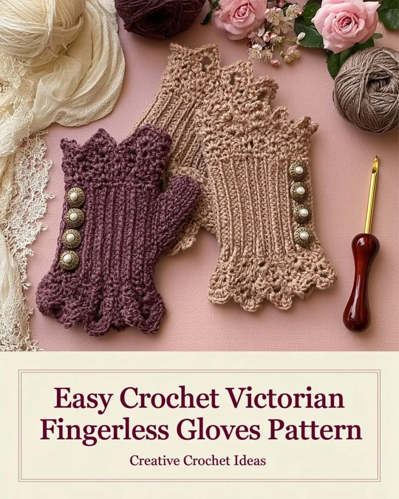 Victorian crochet fingerless gloves pattern tutorial